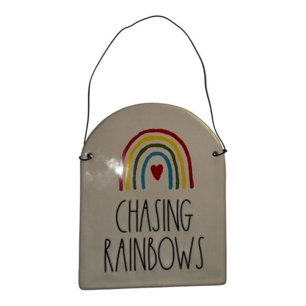 Rae Dunn Chasing Rainbows Sign Wall Decor Rainbow Heart‎ Farmhouse Style